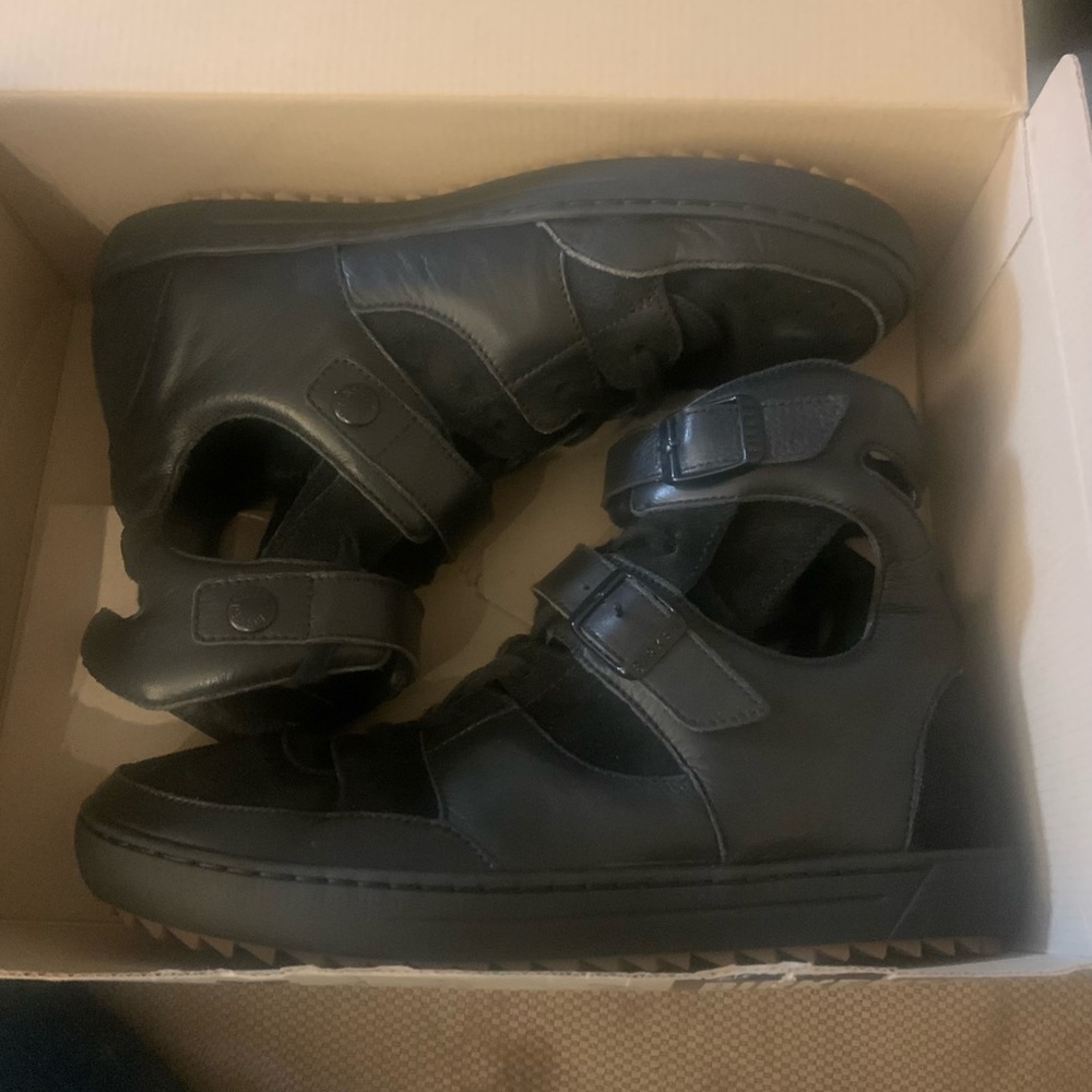 Birkenstock Thessaloniki black mixed leather unisex 5/7… rare